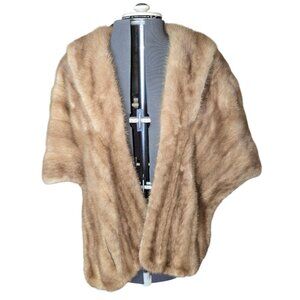 ​Vintage Autumn Haze Mink Fur Shawl Stole Wrap Capelet - Genuine Fur Silk Lining